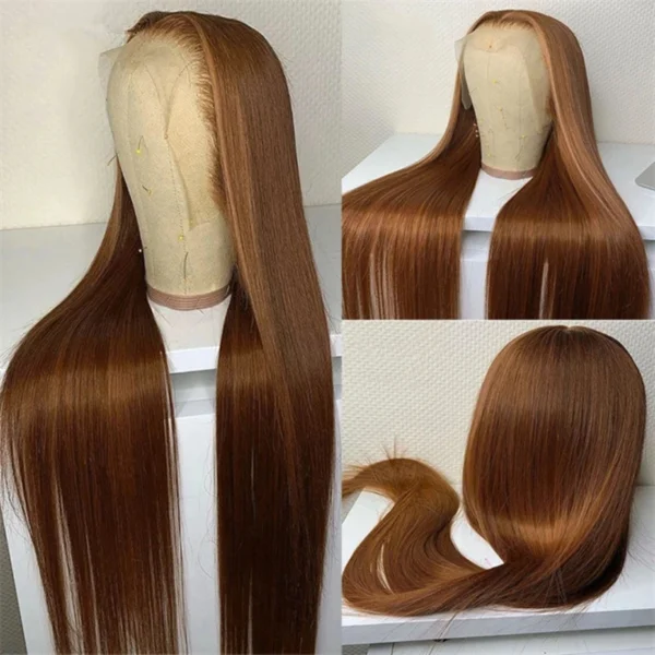 99J Colored 26Inch  Burgundy Synthetic Straight Lace Front Wig For Black Women With Baby Hair Heat Resistant Fiber Daily Wig - Image 9