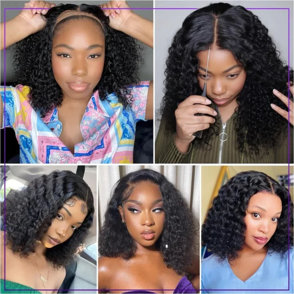 13x4 Deep Wave Curly Bob Wig Human Hair Transparent Lace Frontal Wigs Glueless Water Wave Lace Wig Perruques Cheveux Humains - Image 5
