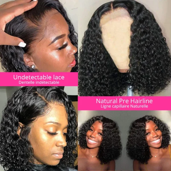13x4 Deep Wave Curly Bob Wig Human Hair Transparent Lace Frontal Wigs Glueless Water Wave Lace Wig Perruques Cheveux Humains - Image 4