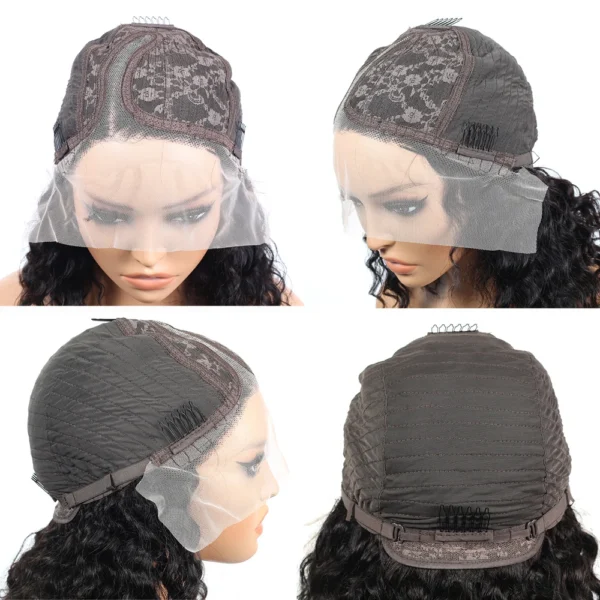 Bob Lace Wig Black Curly For Women Deep Water Curly Wave Human Hair Wigs 100% Remy Natural Hair Short Lace Frontal T Part Wig - Image 6