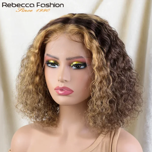 Short Bob T Lace Wig Jerry Curly Lace Front Human Hair Wigs Pre-Plucked Transparent Lace Deep Wave Curly Deep Curly Wig - Image 7