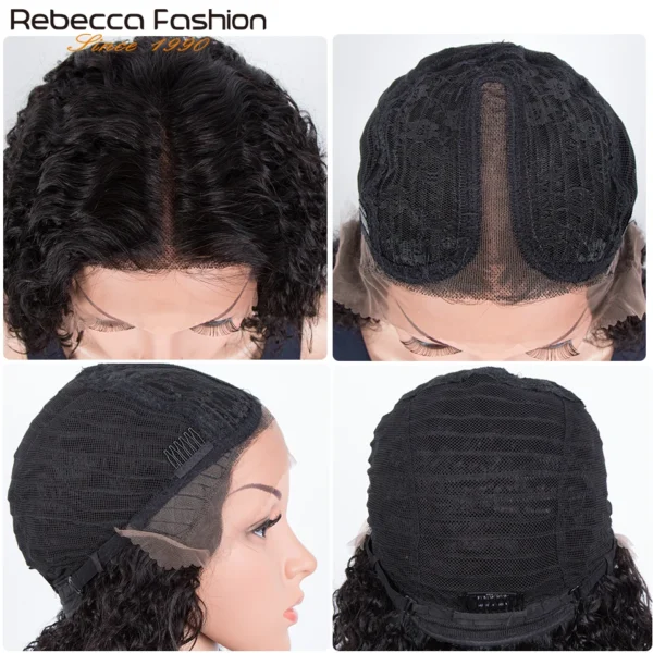 Short Bob T Lace Wig Jerry Curly Lace Front Human Hair Wigs Pre-Plucked Transparent Lace Deep Wave Curly Deep Curly Wig - Image 6