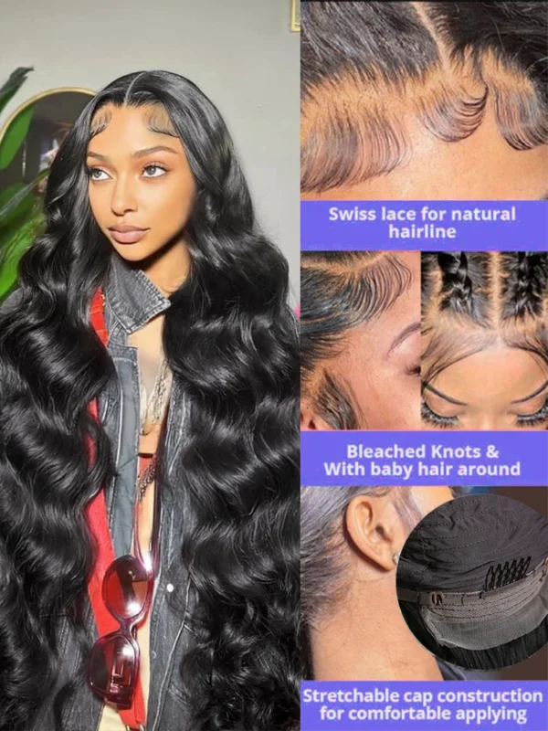 Body Wave 13x4 HD Transparent Lace Front 100% Human Hair Wig black 13x6 Lace Frontal Wigs 30 32 40 Inch Pre Plucked For Women - Image 4