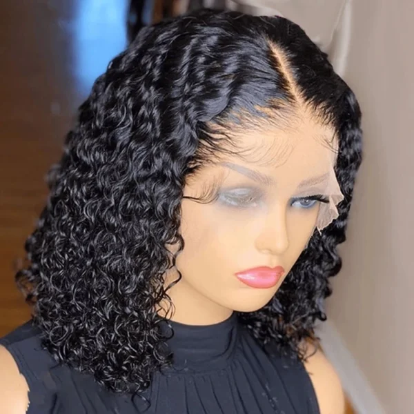 13x4 Deep Wave Curly Bob Wig Human Hair Transparent Lace Frontal Wigs Glueless Water Wave Lace Wig Perruques Cheveux Humains - Image 3