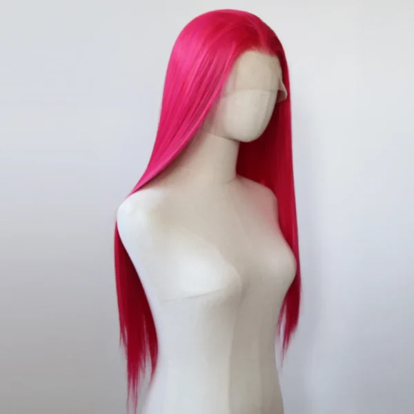 Hot Rose Pink Synthetic Lace Front Wig Long Straight Lace Front Synthetic Wig Pre Plucked Heat Resistant Hair Daily Wear Cosplay - Image 3