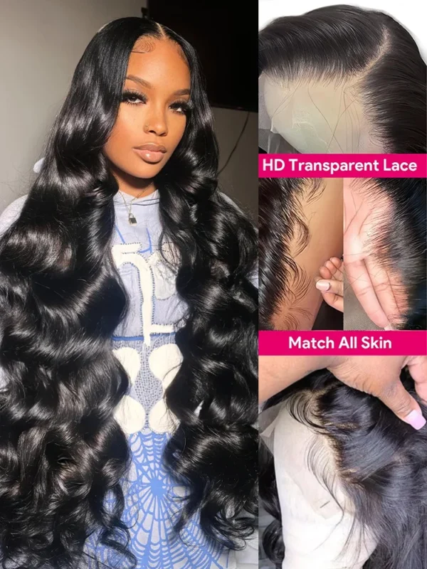 Body Wave 13x4 HD Transparent Lace Front 100% Human Hair Wig black 13x6 Lace Frontal Wigs 30 32 40 Inch Pre Plucked For Women - Image 3