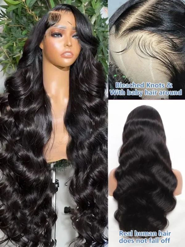 Body Wave 13x4 HD Transparent Lace Front 100% Human Hair Wig black 13x6 Lace Frontal Wigs 30 32 40 Inch Pre Plucked For Women - Image 2
