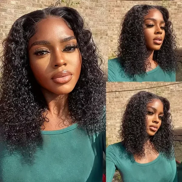 13x4 Deep Wave Curly Bob Wig Human Hair Transparent Lace Frontal Wigs Glueless Water Wave Lace Wig Perruques Cheveux Humains - Image 2