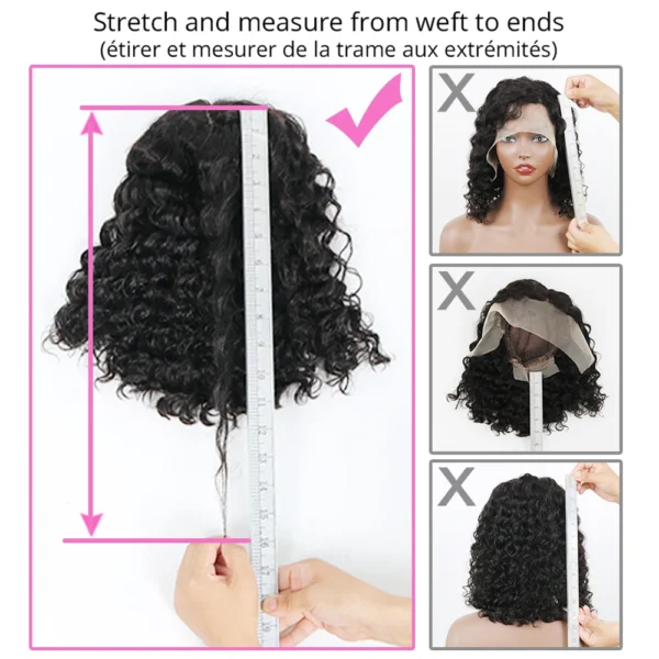 Bob Lace Wig Black Curly For Women Deep Water Curly Wave Human Hair Wigs 100% Remy Natural Hair Short Lace Frontal T Part Wig - Image 5