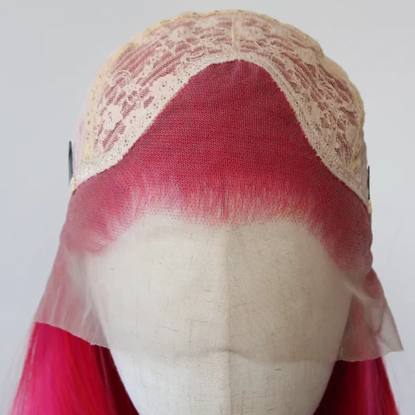 Hot Rose Pink Synthetic Lace Front Wig Long Straight Lace Front Synthetic Wig Pre Plucked Heat Resistant Hair Daily Wear Cosplay - Image 6