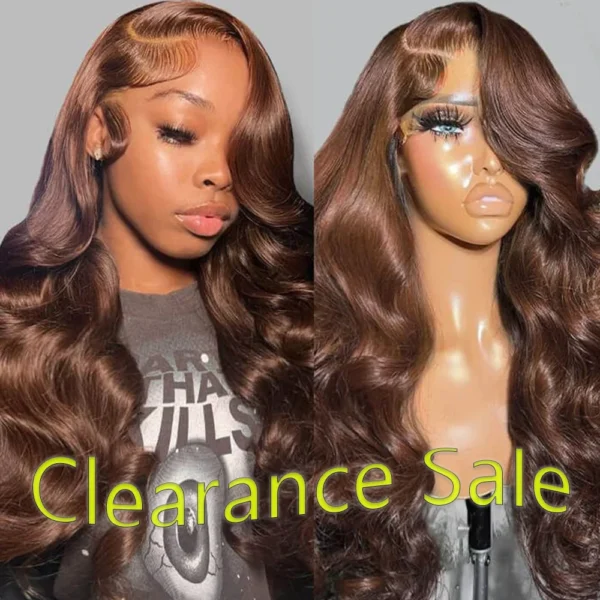 13x6 13x4 Body Wave #4 Colored HD Lace Frontal Wig Human Hair Wigs Chocolate Brown 34 Inch Transparent Lace Front Human Hair Wig